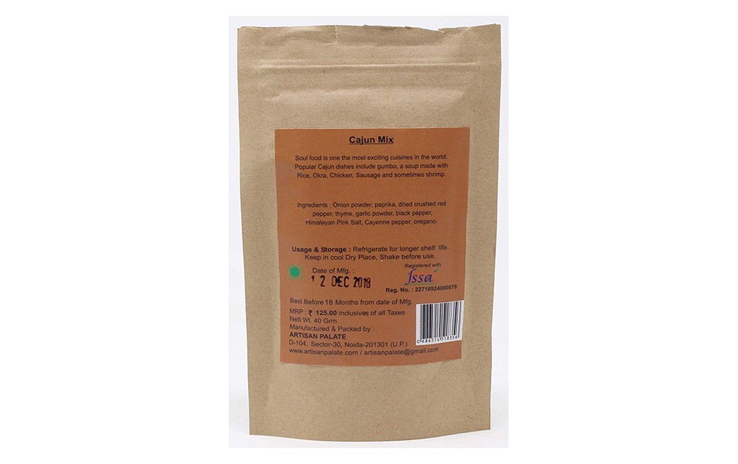 Artisan Palate All Nature Cajun Mix    Pack  40 grams